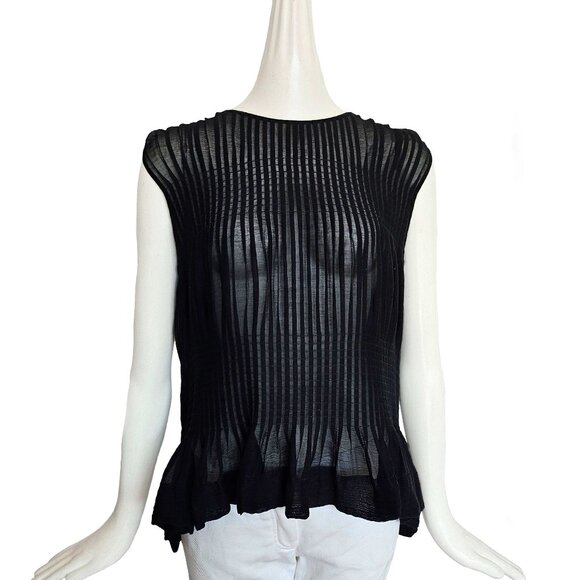 MARNI BLACK PLEATED SHEER FRONT TOP (42) - Picture 1 of 8
